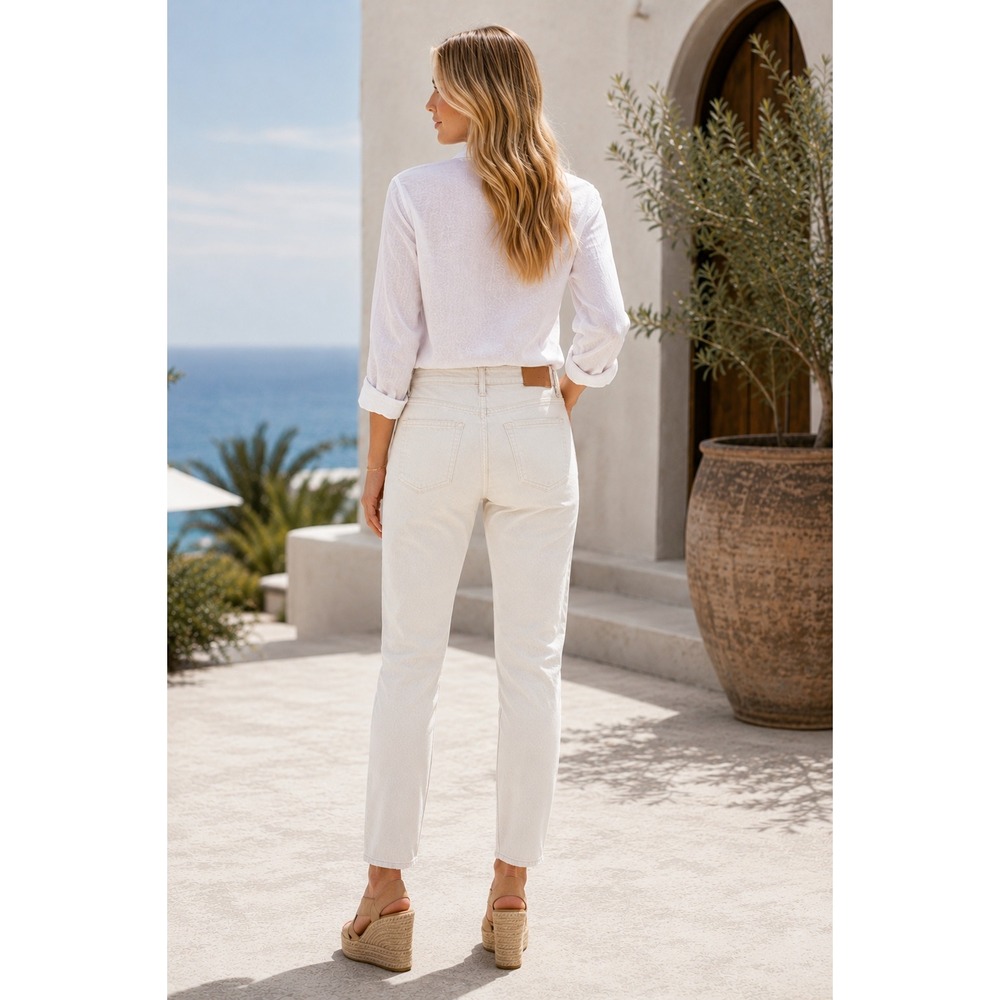 FRAME Le Garçon Mid Rise Straight Cotton Linen Jeans Natural Heather Size 30 NWT - Picture 3 of 16